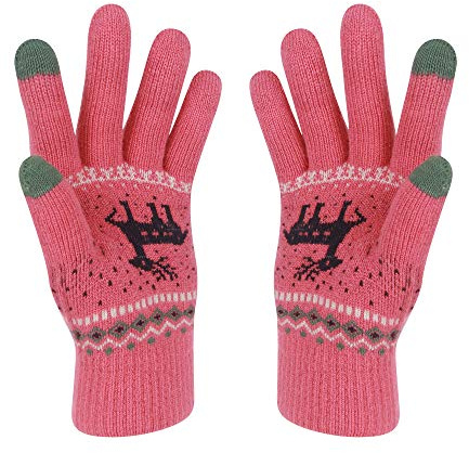 VENI MASEE Winter Touchscreen Gloves, Snow Flower Print, Keep Warm,for Men and Women
