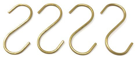 Ottone S ganci in materiale resistente in ottone massiccio per appendere pentole e padelle da cucina, mangiatoia per uccelli, piante