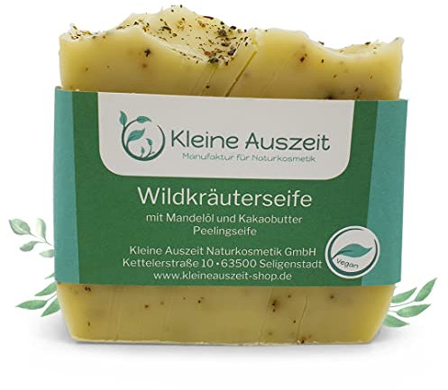 Kleine Auszeit Manufaktur, Naturseife Wildkräuter, handgemachte Seife, vegan, ohne Palmöl, 90 g