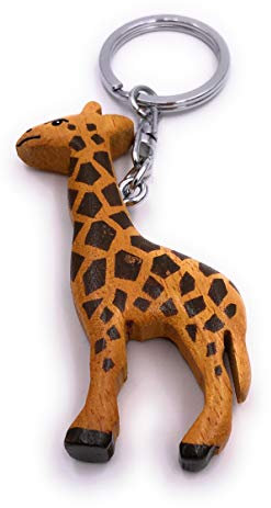 H-Customs Pendentif Girafe Mignon Long Cou Bois Noble à la Main