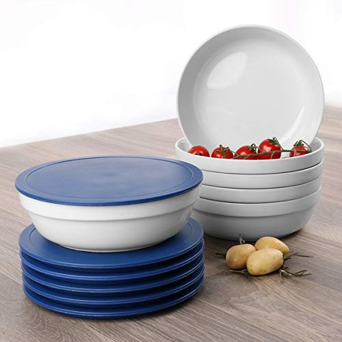 Holst Porzellan GVE 110 SET 2B Stapelschale 1,1 l mit Deckel blau 6 Einheiten