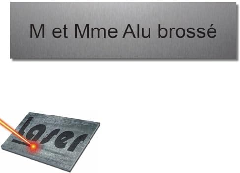 Plaque gravée pour nom boîte aux lettres autocollante 10x2,5cm personnalisée 1 à 3 lignes Alu Brossé
