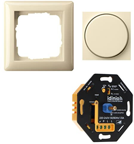 idinio Smart Universaldimmer als Komplettset mit Gira-Standard 55 cremeweiß glänzend, Phasenabschnitt, Phasenanschnitt, bis 250W