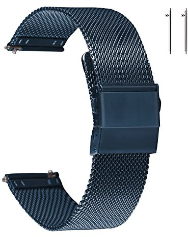 EACHE Uhrenarmband Edelstahl Blau Mesh für Herren,Mesh-Uhrenarmbänder mit Schnellverschluss 22mm für Samsung Galaxy Watch 46mm