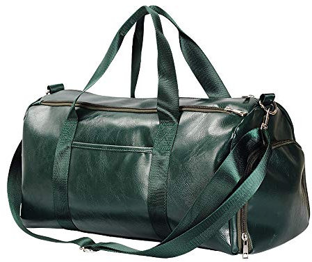 Vmokki Sporttasche mit Schuhfach Nassfach Reisetasche aus PU Leder Groß Wasserdicht Fitnesstasche Weekender Herren Damen für Sport Fitness Reise Gym (Grün)