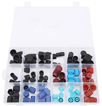 90 Pièces Bouchons de Valve pour Climatisation, M8/M9/M10/1/4/1/8, ABS + Caoutchouc