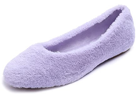 Feversole Ballerina Peluche Fluffy Colorata con Cuscino in Memory Foam per amaretti da Donna Viola Taglie 40 EU