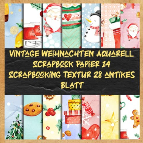 Vintage Weihnachten Aquarell Scrapbook Papier 14 Scrapbooking Textur 28 antikes Blatt
