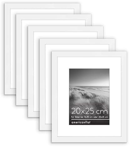 Americanflat Lot de 5 cadres photo de 25,4 x 20,3 cm avec acrylique résistant aux chocs – Utilisation comme cadre photo de 17,8 x 12,7 cm avec passe-partout ou cadre photo de 25,4 x 20,3 cm sans