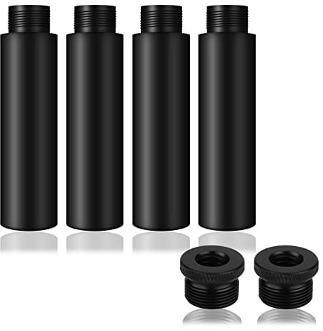 AIEX 4pcs Microphone Extension Tube,5/8 Inch Male to 5/8 Inch Female Mic Stand Extender with 2pcs Metal Adapter for Desk Stands and Arm Stands(Black)