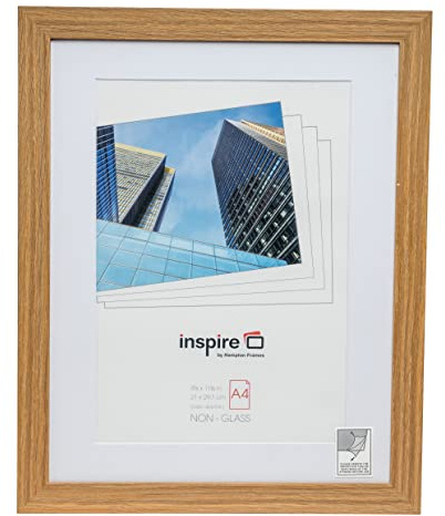 Hampton Frames SALVATORE A4 (21x29.7cm) Natural Oak Effect Picture Poster Photo Frame with Mount Acrylic (Non Glass) Front SLVA4OAK