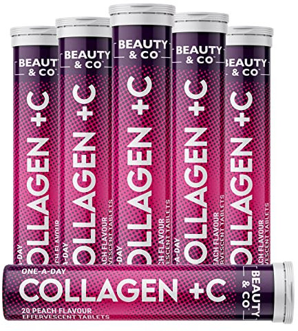 Beauty&Co. Collagen Effervescent- Marine Collagen & Vitamin C Supplement - 500mg Per Tablet (6 Tubes)