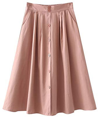 Jupe Longue Femme - Jupe mi-Longue Solide à Taille élastique pour Femmes Jupe Longue Rose Poudré