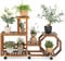 COSTWAY Pflanzenregal Blumenregal, Blumenständer auf Rollen, Garten Blumentreppe Holz, Pflanzentreppe mehrstöckig, Holzregal Pflanzenständer, für Balkon Garten Terrasse (107x29x74 cm)