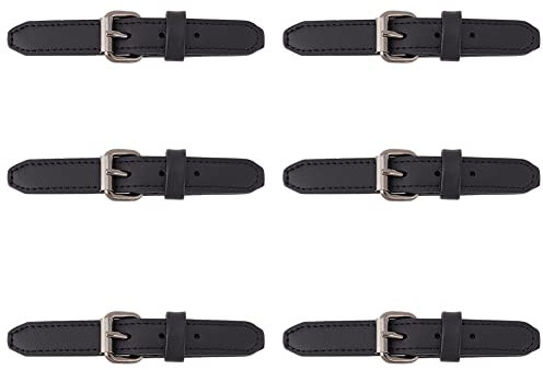 FINGERINSPIRE 6 Paar Knebelverschlüsse aus Leder zum Aufnähen, Schwarz PU Leder Schnappverschluss Dufflecoat Schnalle, Metall Lederverschluss Ersatz Knebelverschluss für Schuhe Mäntel Jacken Taschen