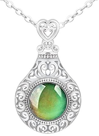 925 Sterling Moods Necklack For Women Vintage Openwork Necklack Jewelry Temperature Control Color Change Moods Necklack Broken Heart Chain (Silver, One Size)