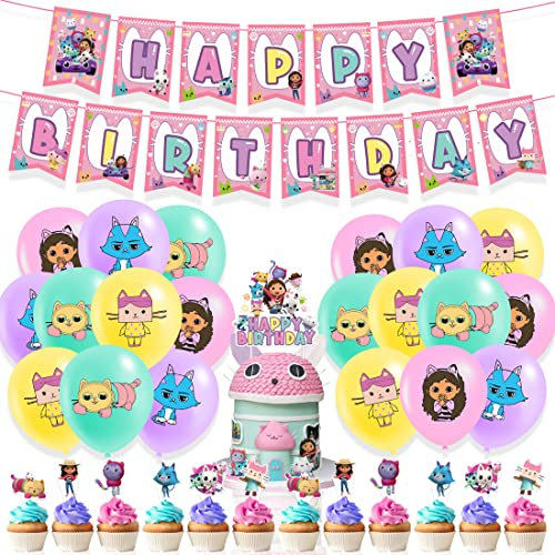 Thema Geburtstag Deko, Dekoration Mottoparty, Themenparty Ballons, Banner, Muster Luftballons, Tortenaufleger, Cake Topper, Latexballons für Kinder, Fähnchen, Überraschung Geschenk für Fans