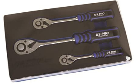 US PRO INDUSTRIAL Ratchet Handle Set 90T 1/4 3/8 1/2 Drive Soft Grip Socket Wrenches 4230