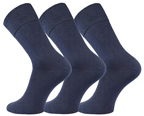 FussFreunde 6 Paar Baumwoll-Socken mit breitem Komfort Piqué-Bund und ANTI-LOCH-GARANTIE (as3, numeric, numeric_35, numeric_38, regular, regular, Marine)