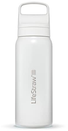LifeStraw Go Serie - Isolierte Edelstahl-Trinkflasche mit Wasserfilter 700ml für die Reise & jeden Tag - entfernt Bakterien, Parasiten, Mikroplastik + verbesserter Geschmack, Polar White (weiss)