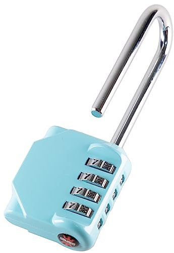 KAWAHA CL21AS 2.6 Inch Long Shackle Combination Lock, 4 Digit Combination Padlock Set Your own Combination for Gym Locker Lock, School, Gates, Doors, Toolbox, Hasps and Storage (Aqua Sky2 (L) *1)