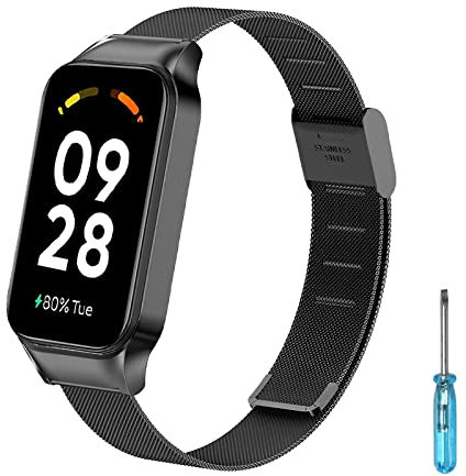 BDIG Metall Armband Kompatibel für Xiaomi Redmi Smart Band 2, Edelstahl Verstellbares Strap Ersatzband Zubehör mit Redmi Smart Band 2