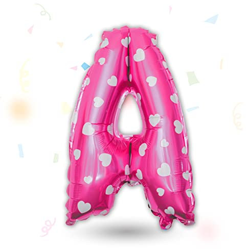 FUNXGO Folienballon Buchstaben Pink A - Buchstaben Luftballon Klein A - ca. 40cm Nur Luftfüllung - Ideal für Geburtstag, Hochzeit & Party Deko - Ballon Buchstabe A Pink