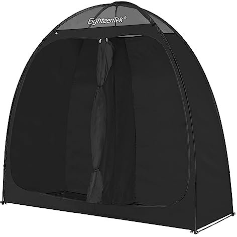 EighteenTek Camping Shower Tent Changing Room with Fixed Floor 2 Rooms and Doors Outdoor Pop Up Camping Toilet Portable Privacy Dressing Shelter with Carry Bag 83x43x80 (2 Rooms+2 Doors)