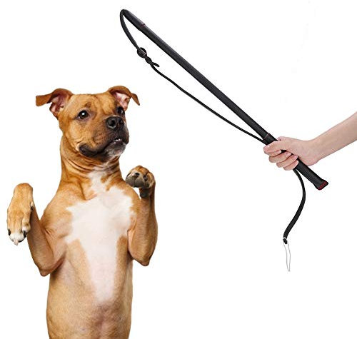Hundepeitsche, Künstliche Rindsleder-Hunderührpeitsche, Schlöger mit Griff, für Mittelgroöe und Groöe Hunde, Trainingszubehör