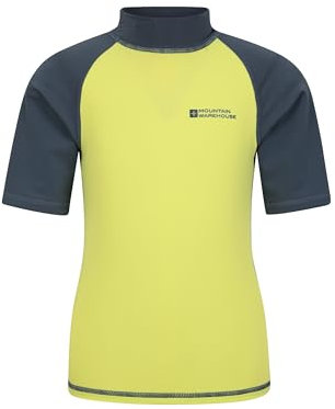 Mountain Warehouse Short Sleeves Kids Rash Vest - UPF50+ Sun Protection Rash Guard, Fast Dry, Flat Seams Childrens Top - for Spring Summer, Swimming Alloy Grey (Plain) Kids Size 3-4 Years