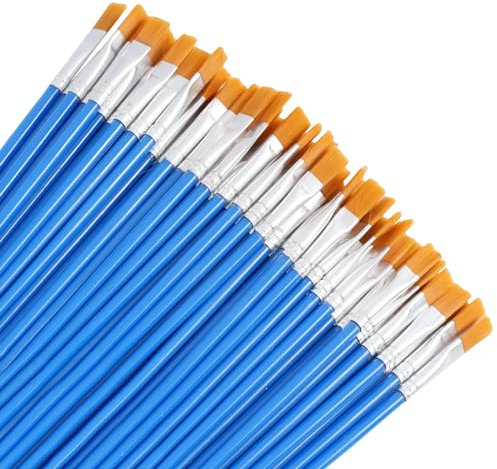 DLUSZERT 160Pcs Small Flat Paint Brushes for Craft, Flat Small Brush Bulk, Paintbrushes Set for Miniature Detail Painting, Acrylic Watercolor Painting and Crafting, Oil Painting