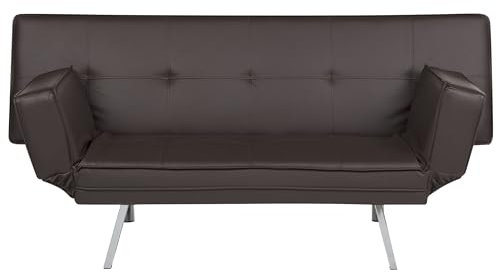3-Sitzer Schlafsofa Kunstleder braun Lederoptik verstellbare Armlehnen Bristol