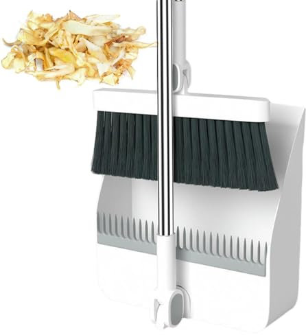 Set Scopa e Paletta – Scopa Regolabile con Manico Lungo, Testa Girevole a 180° e Scopa per casa, Ufficio, Traffico