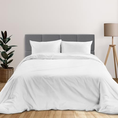 Pizuna Bettbezug 155x220 cm Baumwolle Weiß, Atmungsaktiv 100% langstaplige Baumwolle in Perkalbindung Bettbezug Set mit verdecktem Knopfverschluss und 1 Kopfkissenbezug 80x80 cm