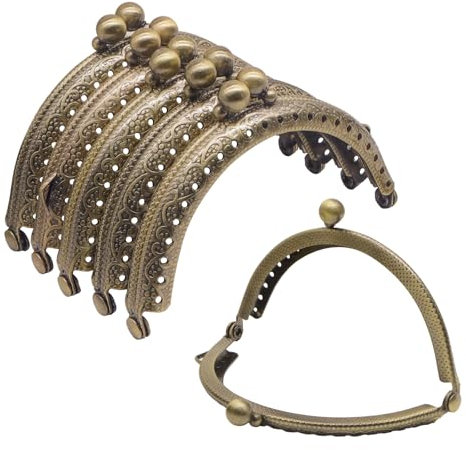 TAIYOU 6 Pièces Serrure Cadre Métal pour Sac Fermoir Semi Circulaire Sac à Main Poignée Sac à Main Rétro Boucle Cadre Porte Monnaie Accessoires 8.5cm Couleur Bronze pour Sacs à Main Portefeuilles