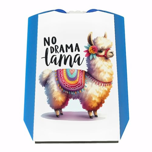 speecheese Alpaka mit bunter Satteldecke Parkscheibe mit Spruch No Drama Lama flauschig und weich farbenfroh und bunt mit lustiger Satteldecke für tierischen Spaß