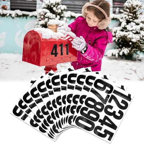 HEKOBAG 120 Stück Klebezahlen Wetterfest Große Zahlen Aufkleber 79mm Hausnummer zum Aufkleben Zahlen Sticker Schwarz 0-9 Zahlenaufkleber Selbstklebende Hausnummernschild Aufkleber für Briefkasten