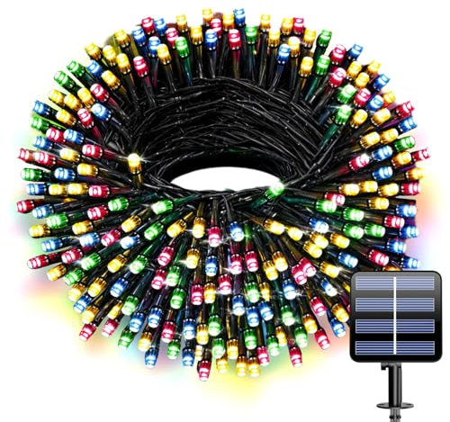 Guirlandes Lumineuses Solaires Étanches Multicolore - 20M 200 LED pour Extérieur Jardin Balcon Maison Mariage Fête | 8 Modes de Clignotement | Autonomie 8-10h | IP65 | Décoration Festive Écologique