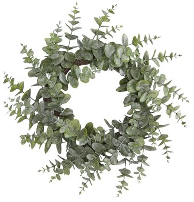 OHS Summer Door Wreath, Eucalyptus Leaf Autumn Door Wreath Summer House Accessories Decorative Indoor Outdoors Artificial Fake Plant Wreath, 50cm x 50cm