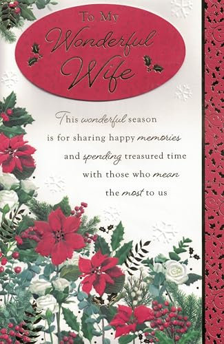 Extra große Weihnachtskarte für Ehefrau, Karte, traditionelles Weihnachtsdesign, 8 Seiten, 30,5 x 20,3 cm