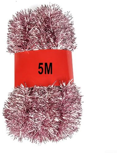 Guirlande métallique fine à paillettes de 5 m pour sapin de Noël, anniversaire, fête de famille, décorations de mariage (rose)