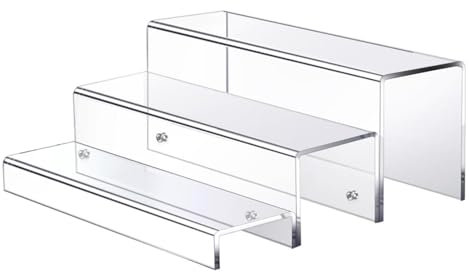 Liquor Bottle Display Stand Alcohol Shelf - Acrylic Liquor Display Stands 3 Tier Liquor Shelf Stand for Alcohol Organizer, Counter Storage Shelves for Table