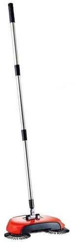 Easylife Manual Floor Sweeper (Red) with Twin Rotating Spin Brushes and Microfibre Cloth for Mop and Polish, Hard Floor Sweeper Dust Mop, L110xW30xD20cm - Fully Guaranteed