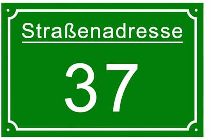 CQSXM Hausnummer mit Straßennamen und Nummer Hausnummernschild aus Aluminiumlegierung - Anpassbare Nummer und Straßenname Wetterfest (30x20 cm)