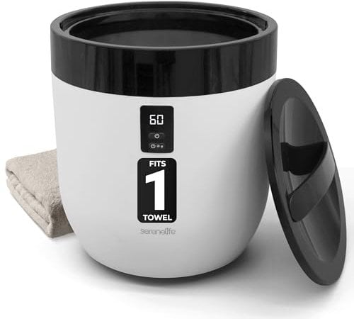 SereneLife Bucket Warmers with Customized Fragrances for Spa and Bathroom, Timer 20/40/60/90 minutes, Fits 1 large Towel, Blanket, Bathrobe, PJs (Black), Stainless Steel, One Size