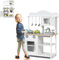 HOMASIS Cocina Infantil de Madera, Juego de Cocina Infantil con Accesorios y vajilla, Cocina de Juguete con Fregadero Cocina Horno microondas, Mini Cocina para niños de 3+ años, 60x30x83 cm, Blanco
