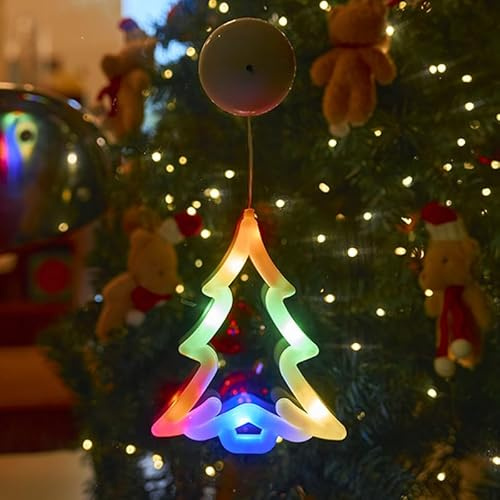 Weihnachtsbeleuchtung Fenster, Weihnachtsdeko Fenster Beleuchtet, LED Weihnachtsdeko Innen Fenster Batteriebetriebene, Led Fensterdeko Weihnachten Fensterbeleuchtung (Weihnachtsbaum Farbe)