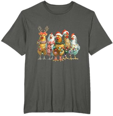 Hühner In Weihnachtslichtern Mit Hüten T-Shirt