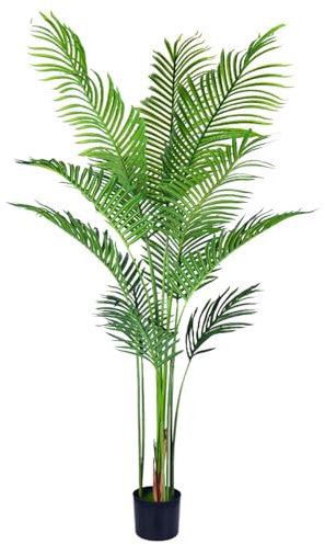 Zjyufy 4FT Artificial Areca Palm Tree Fake House Plant for Home Decoration Fake Greenery Potted Plant Faux Tropical Plants in Pot for Indoor Home Cafe Decor Housewarming Gift