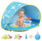 Zooawa Tienda Playa Bebe, Pop up Tienda de Bebé con Piscina, Refugio Solar Carpa Playa Bebe Plegable Portátil Protección Sol para Infantil con Juego de Juguetes de Arena de Playa, Azul